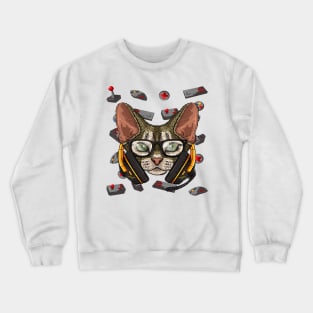 Gamer Devon Rex Gaming Cat Video Game Player Boys Kids Crewneck Sweatshirt